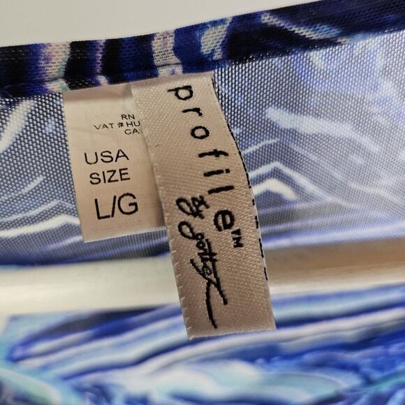 Profile by Gottex Coverup Blue Mesh Swim Suit Cover Dress Size L Sheer - Picture 4 of 4